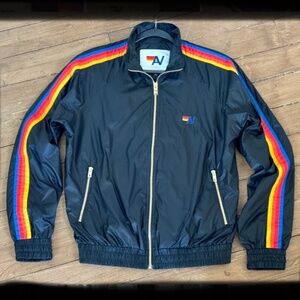 Men’s Aviator Nation 4 Stripe Black Windbreaker Size Medium SOLD OUT SIZE